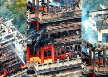 चीनको सुझाउस्थित ऐतिहासिक योङकिङ मन्दिरमा भीषण आगलागी, वेनचाङ मण्डप नष्ट